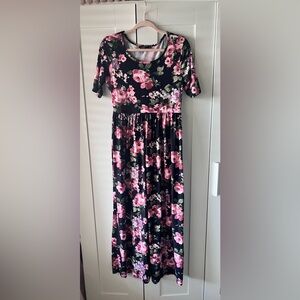 Mikarose Floral Maxi Dress - Pink and Black